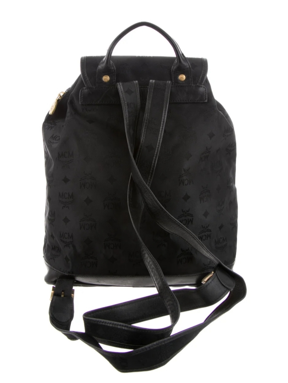 MCM Black Visetos Nylon Drawstring Backpack - Picture 6 of 16